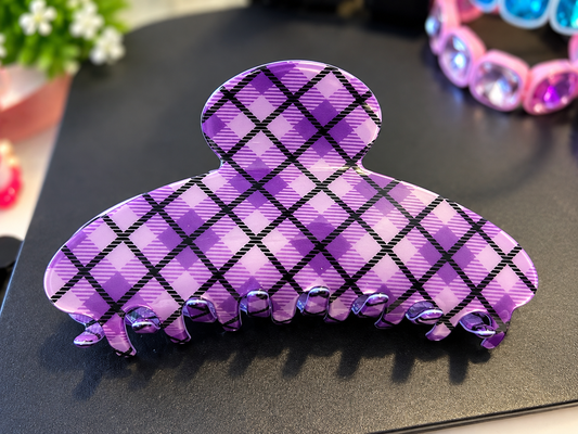 Purple Plaid Claw Clip