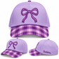 Tarleton Bow Embroidered Baseball Cap – Purple Plaid Brim | Adjustable | Exclusive Heather & Annie Art Boutique Hat