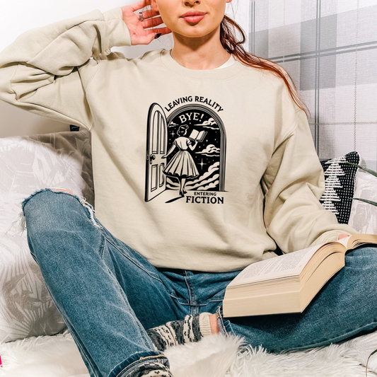 Leaving Reality Entering Fiction T-Shirt | Book Lover Gift | Reading Escape Tee
