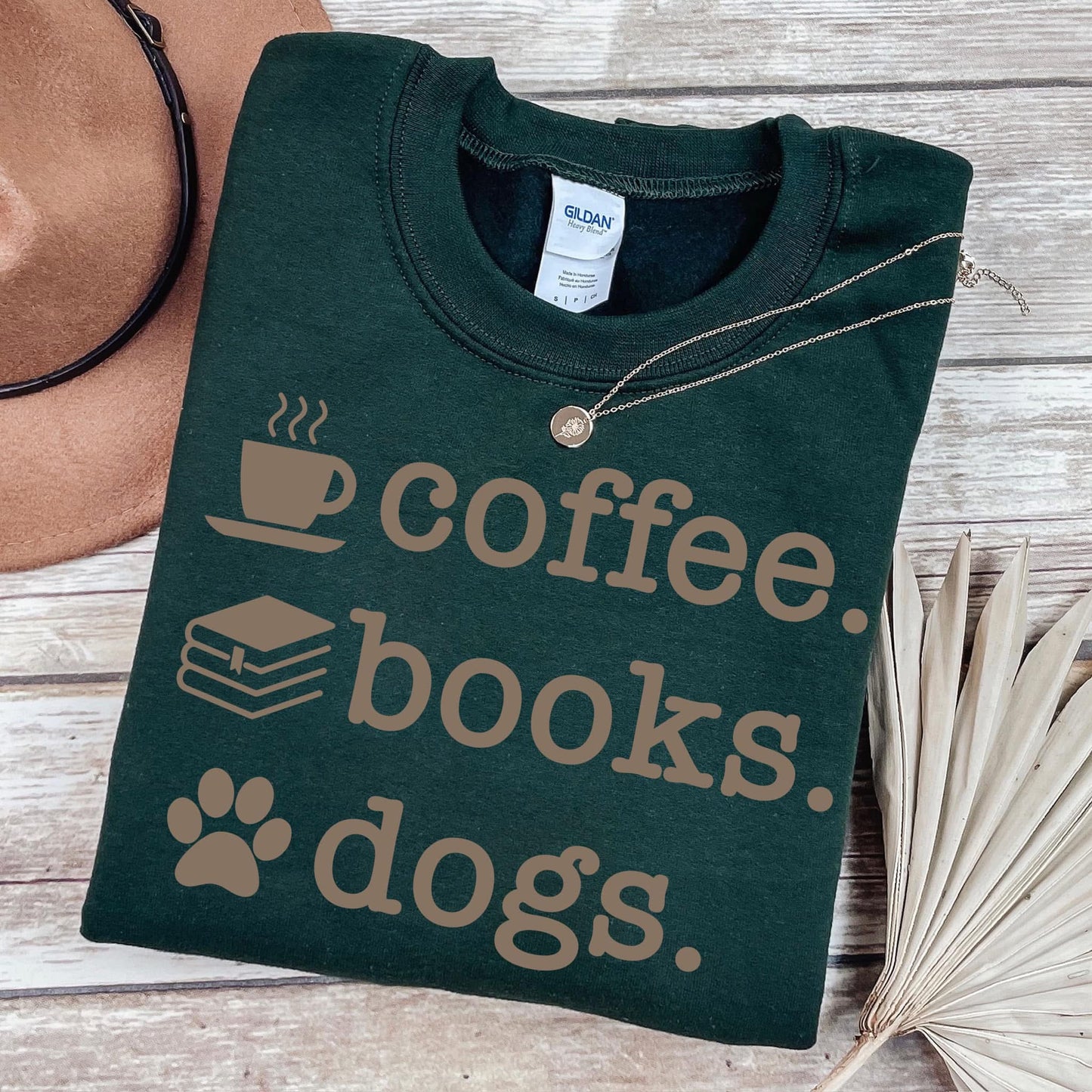 Coffee. Books. Dogs. T-Shirt | Cozy Reader Gift | Book Lover & Dog Mom Tee