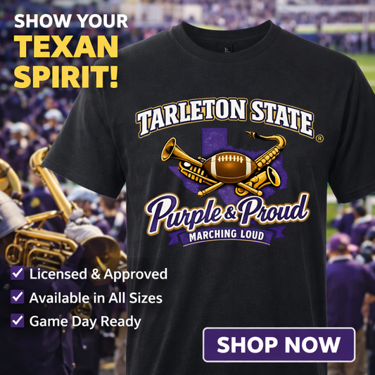 Tarleton State Purple & Proud Marching Loud T-Shirt | Licensed Tarleton Band & Football Shirt