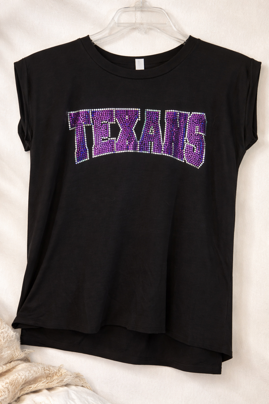 Spangle TEXANS Bella Canvas Flowy Tee | Rolled Sleeve High-Low Shirt | Tarleton Game Day Shirt | Custom Spirit Wear