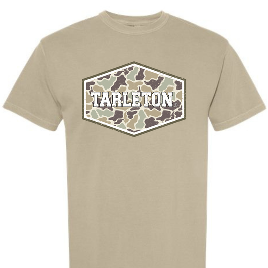 Tarleton Camo Comfort Colors T-Shirt | Licensed Tarleton State University Shirt | Vintage Wash Graphic Tee | Unisex College Spirit Shirt