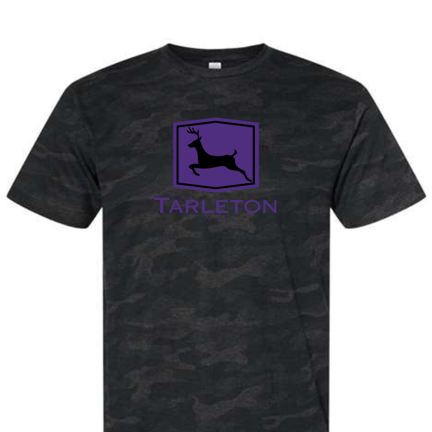 Tarleton Camo T-Shirt – Purple Deer Logo | Licensed Tarleton State University Shirt | Comfort Colors Style Tee