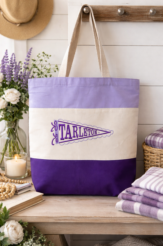Tarleton State University Tote Bag | Embroidered Canvas Purple Texan Tote | Licensed Tarleton Boutique Bag | Game Day Bag | Tarleton Gift