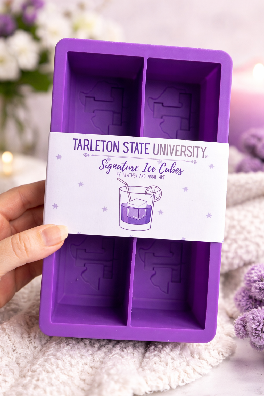 Tarleton Ice Cube Tray – 2” Large Silicone Ice Mold | Food Grade Texas T Cubes | Whiskey, Cocktails & Game Day Drinks