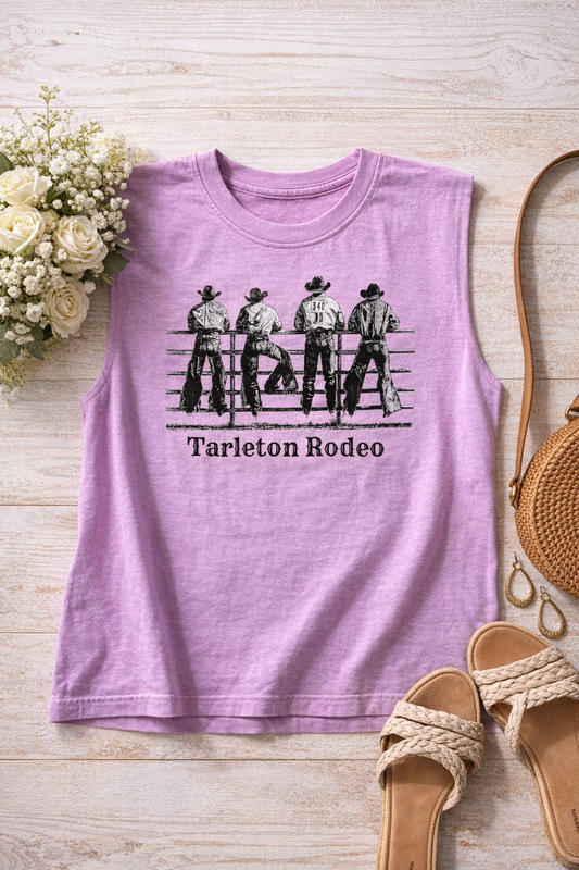 Tarleton Rodeo Muscle Tank | Western Cowboy Graphic Tee | Purple Rodeo Shirt | Tarleton State Inspired Boutique Apparel