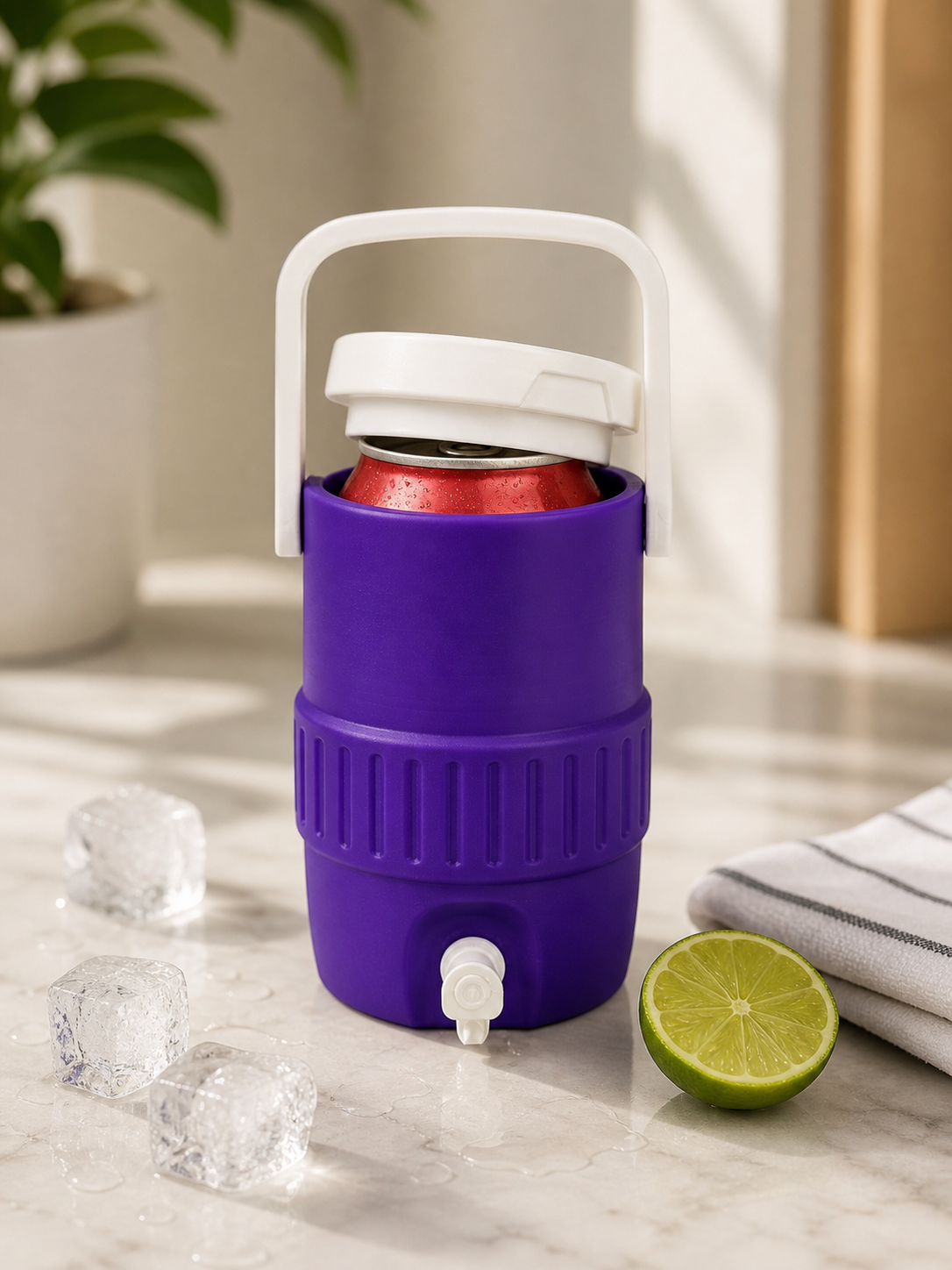 Tarleton Purple Mini Can Cooler with Straw Lid | Graduation Gift | Gift Card Holder | Portable Drink Cooler