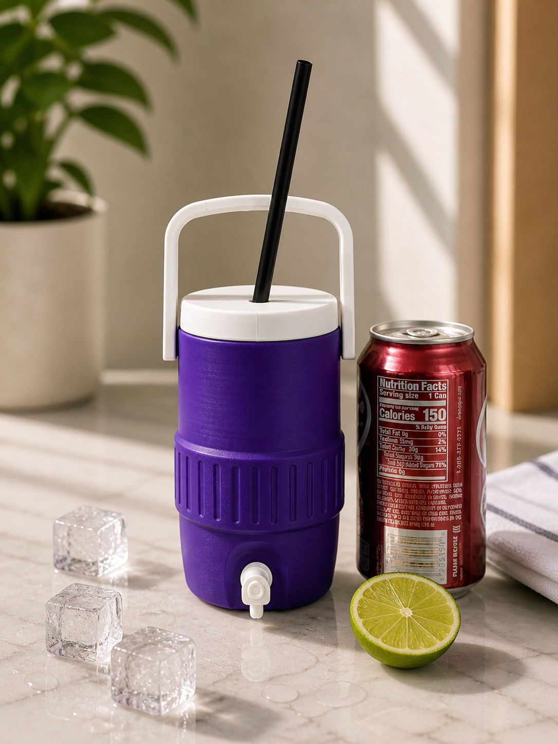 Tarleton Purple Mini Can Cooler with Straw Lid | Graduation Gift | Gift Card Holder | Portable Drink Cooler