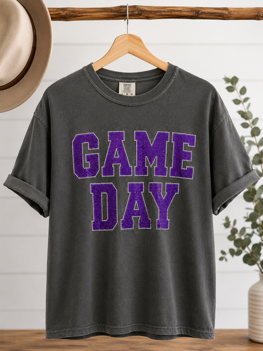 Game Day Spangle Graphic Tee | Comfort Colors Pepper Gray Shirt | Boutique Football Gameday Tee