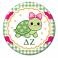 Licensed Delta Zeta Turtle 2.25” Button Pin | Cute Sorority Gift | Official ΔΖ Greek Button