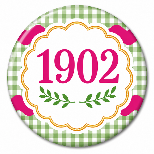 Licensed Delta Zeta 1902 Button Pin | 2.25” Official ΔΖ Founding Year Pin | Sorority Gift