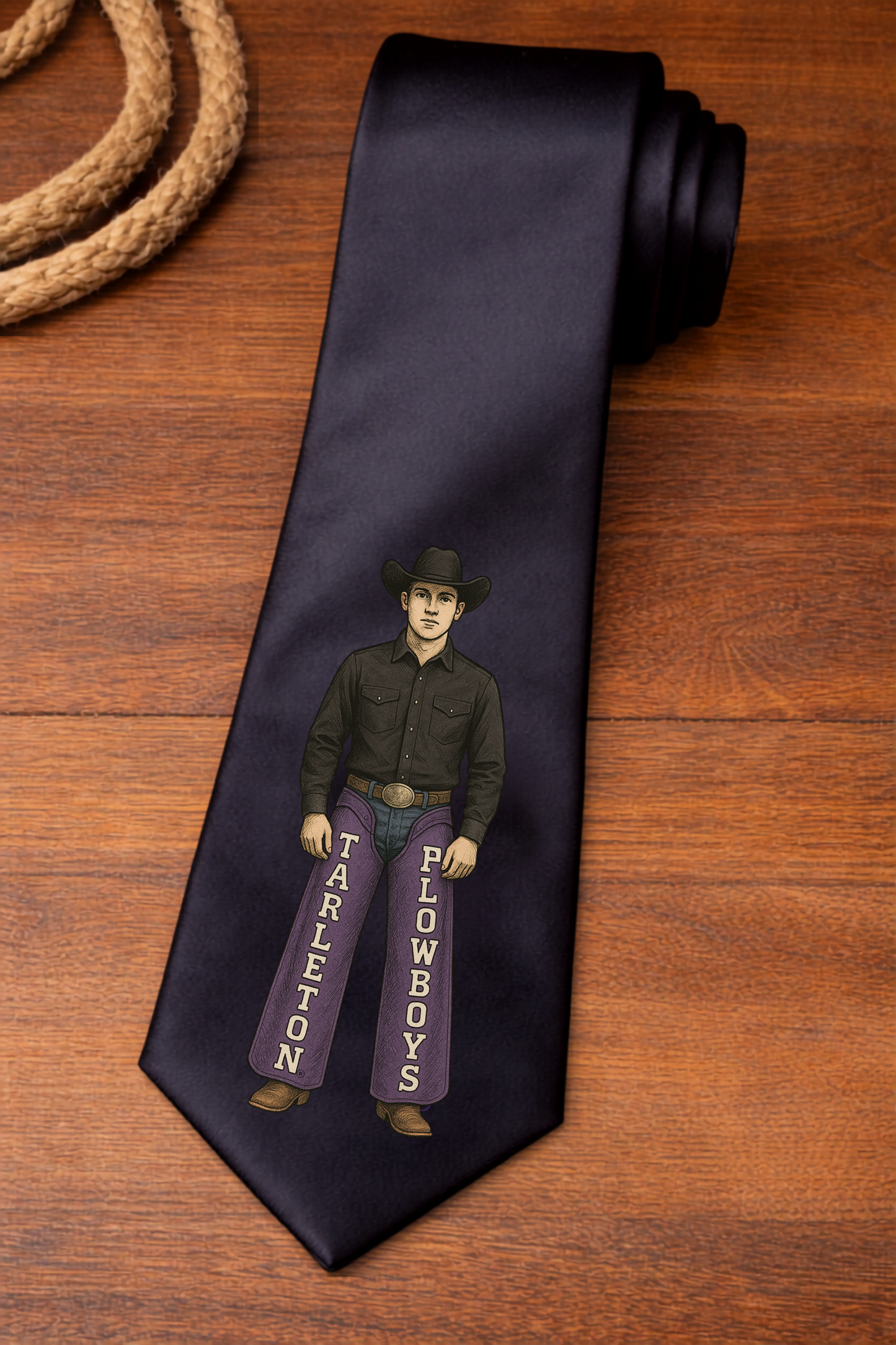 Tarleton State University Tie – Licensed Satin Necktie – Purple Texans Rodeo, Plowboys Cowboy, or Texas T Logo – Game Day & Graduation Gift