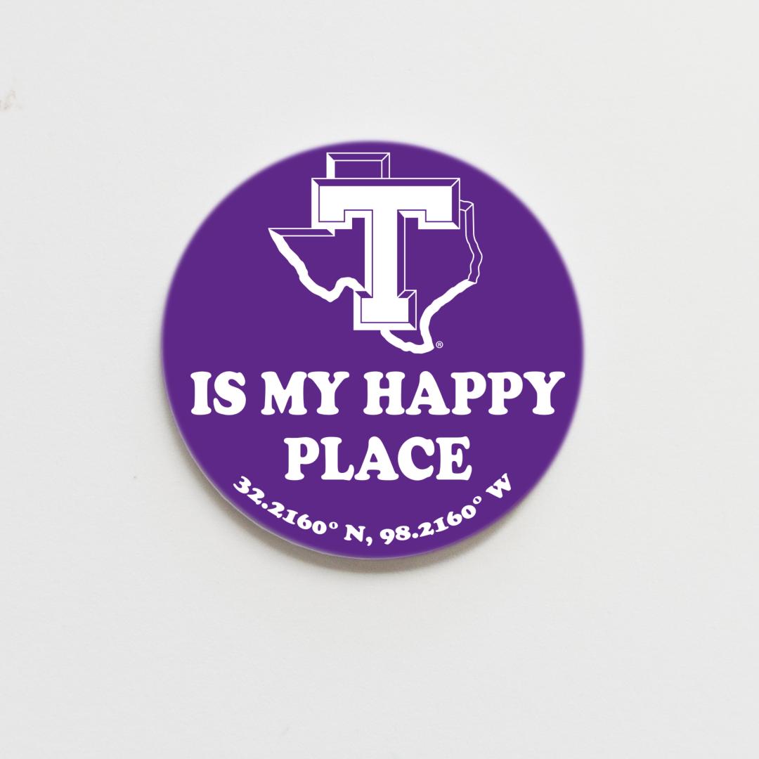 Licensed Tarleton State University 3" Game Day Button Pin with Tarleton Coordinates | Purple or White Spirit Button