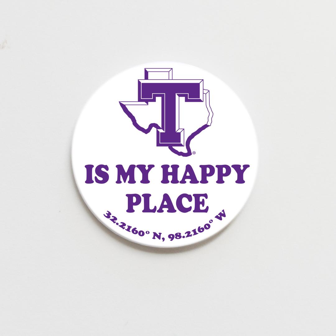 Licensed Tarleton State University 3" Game Day Button Pin with Tarleton Coordinates | Purple or White Spirit Button