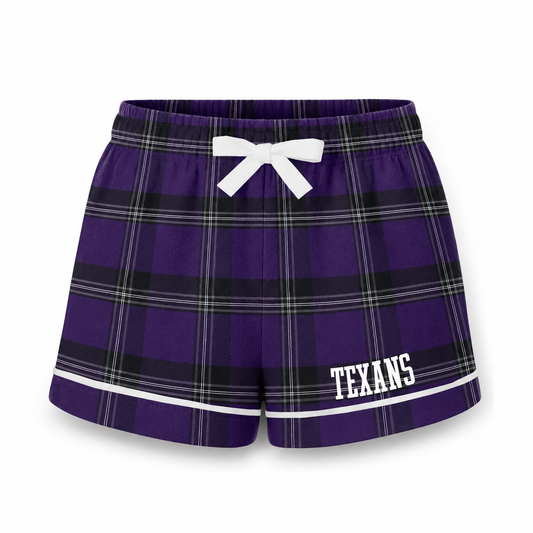 Purple Plaid Lounge Shorts | Women's Pajama Shorts with Drawstring Waist | Purple Sleep Shorts