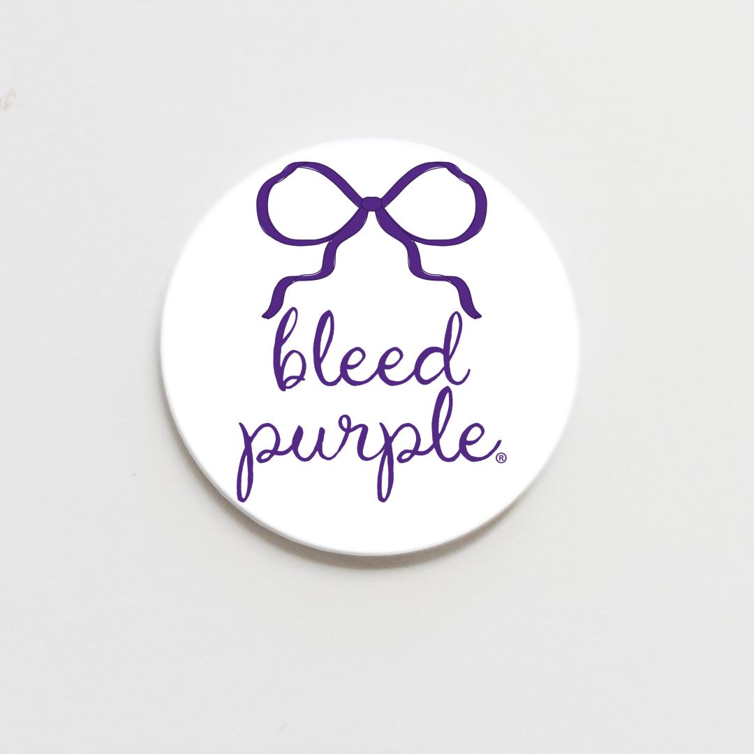 Licensed Tarleton State University 2.25" "Bleed Purple" Bow Button Pin | Game Day Spirit Accessory