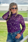 Purple Western Paisley Mesh Top | Boutique Cowgirl Outfit | Sheer Long Sleeve Western Shirt | Rodeo Style Top for Women