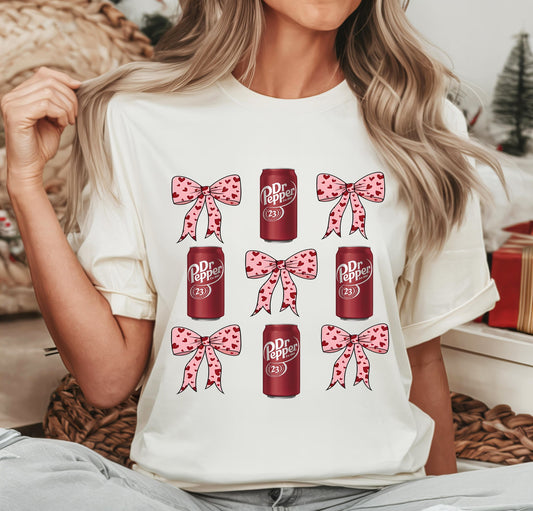 Dr Pepper Coquette Bow Shirt | Cute Soda Graphic Tee | Valentine Coquette Shirt | Soft Unisex T-Shirt