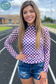 Spirit Wear Mesh Top – Purple & White Checkered | Game Day Outfit | Breathable Long Sleeve
