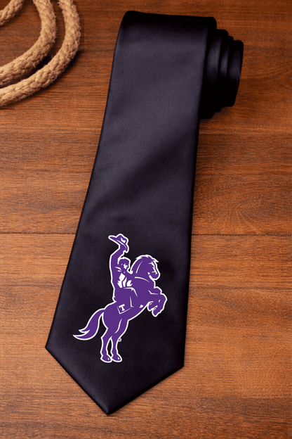 Tarleton State University Tie – Licensed Satin Necktie – Purple Texans Rodeo, Plowboys Cowboy, or Texas T Logo – Game Day & Graduation Gift